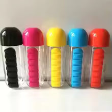 2 In 1 Pill Box Water Bottle Portable
