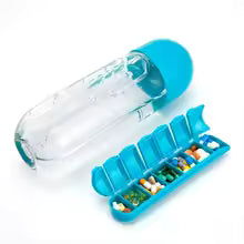 2 In 1 Pill Box Water Bottle Portable