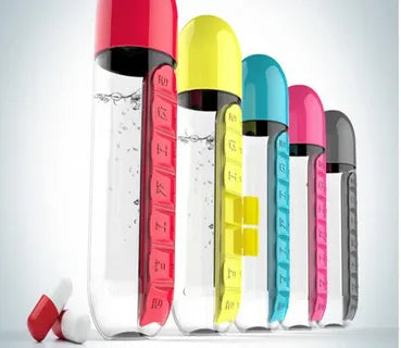 2 In 1 Pill Box Water Bottle Portable